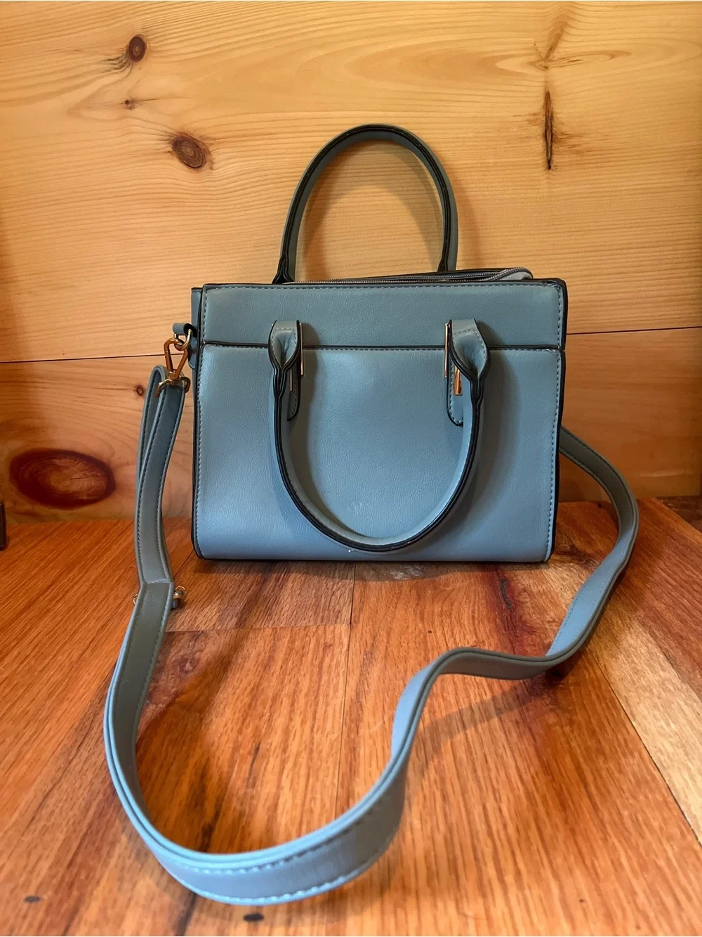 Classic Structured Women’s Handbag in Dusty Blue